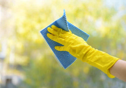 Cleaning a residential communal entrance in W3